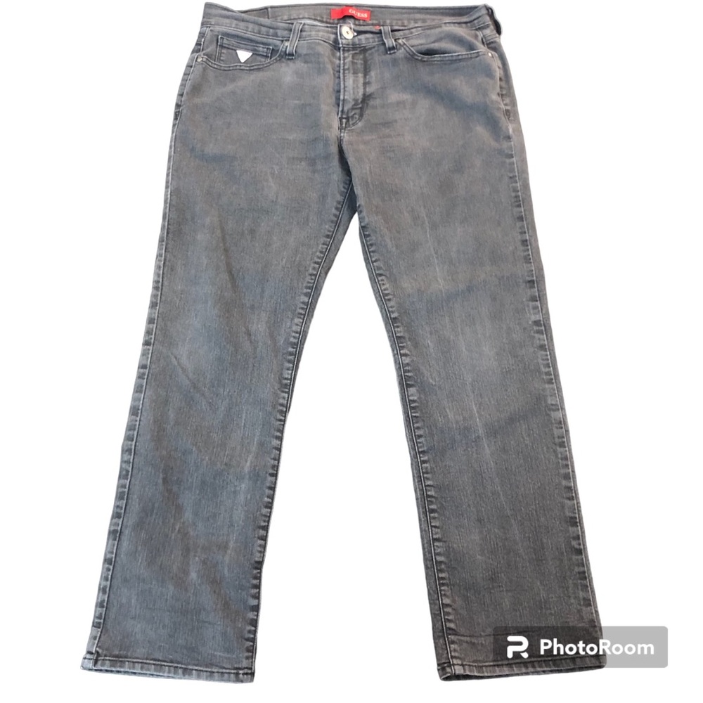 Guess Lincoln Slim Straight Black Denim Jeans Mens 36x30 Y2K 90s Casual